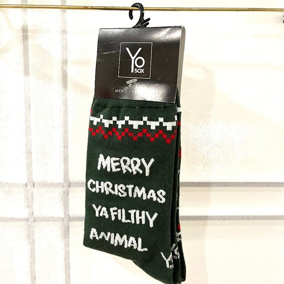 YO SOX Men's "Merry Christmas Ya Filthy Animal" Socks - Size 7-12 - Picture 1 of 3